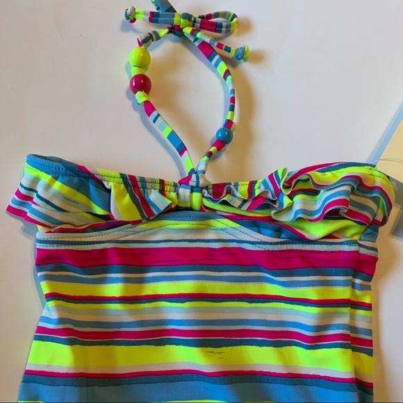 NWT Roxy Girl 12-18m neon striped swimsuit - Picture 7 of 8
